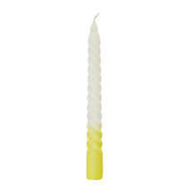 Load image into Gallery viewer, Twisted dinner candles in white and pale yellow