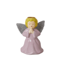 Load image into Gallery viewer, Ceramic baby pink angel candleholder with glitter wings