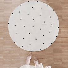 Load image into Gallery viewer, black and white spot round washable rug
