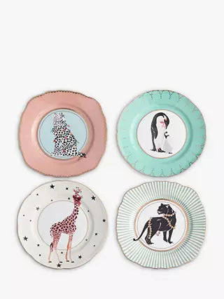 Animal Christmas tea plates by Yvonne Ellen - set of 4