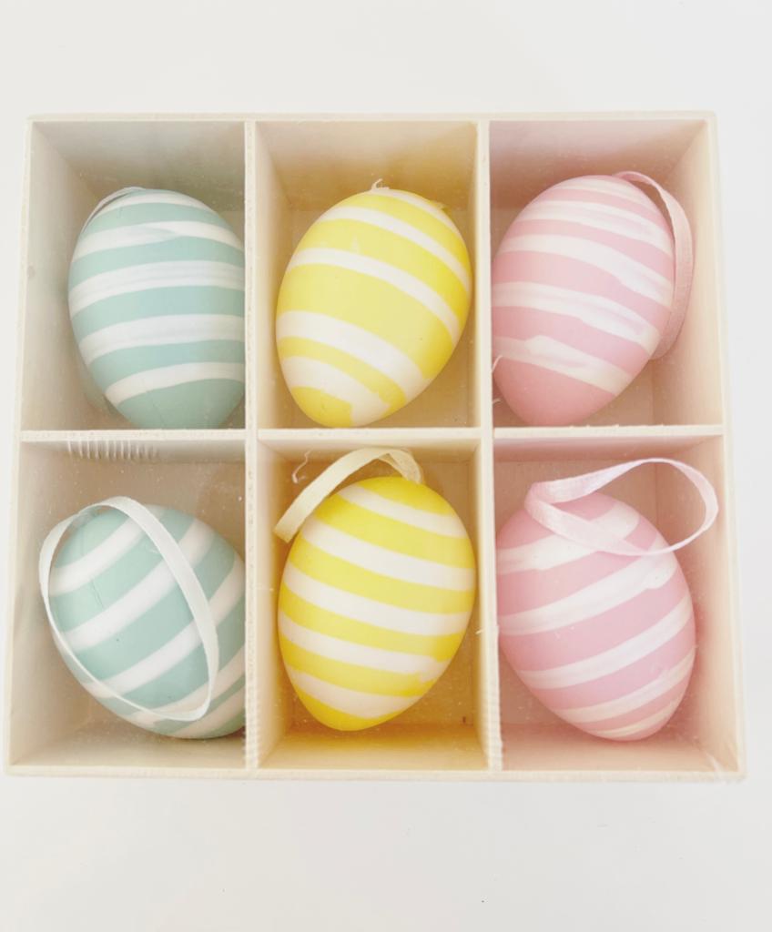 Pastel striped decorative eggs by Gisela Graham - set of 6 – Colour Pop ...