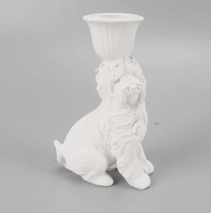 Labradoodle dog candle holder