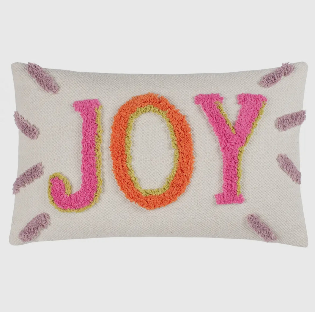 Joy tufted cushion in pink and orange