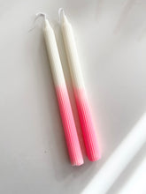 Load image into Gallery viewer, Handmade wax dinner candles in neon pink
