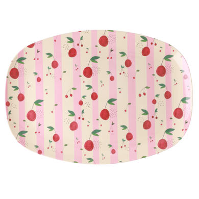 Melamine rectangular plate in cherry print