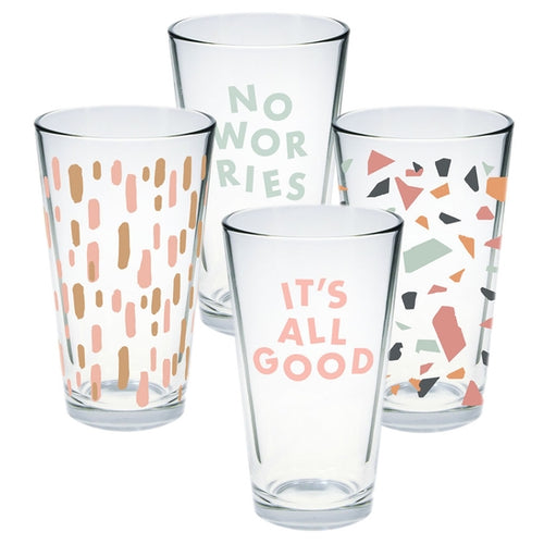 Terrazzo pastel print glasses set of 4