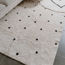 Load image into Gallery viewer, Black and white spot washable cotton rug
