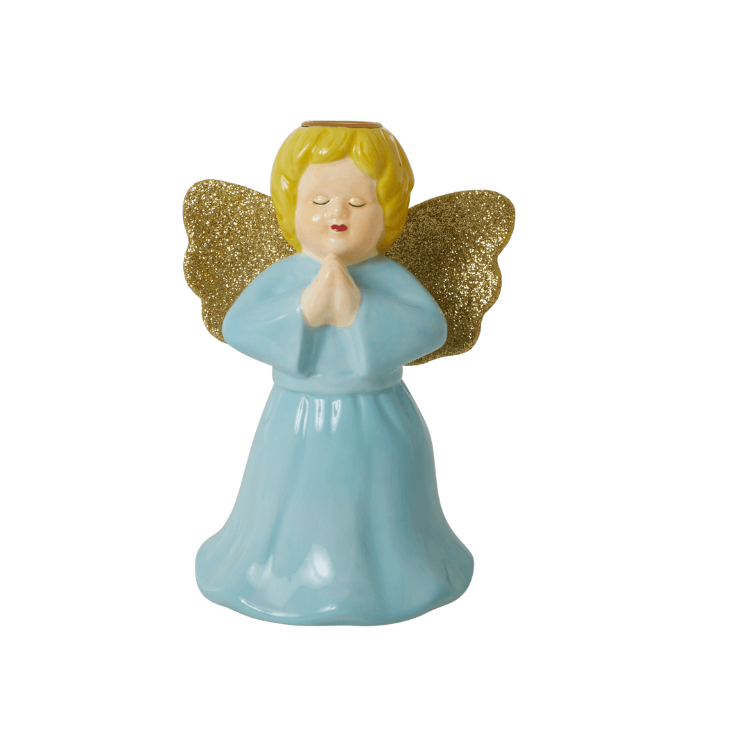 Ceramic baby blue angel candleholder - large