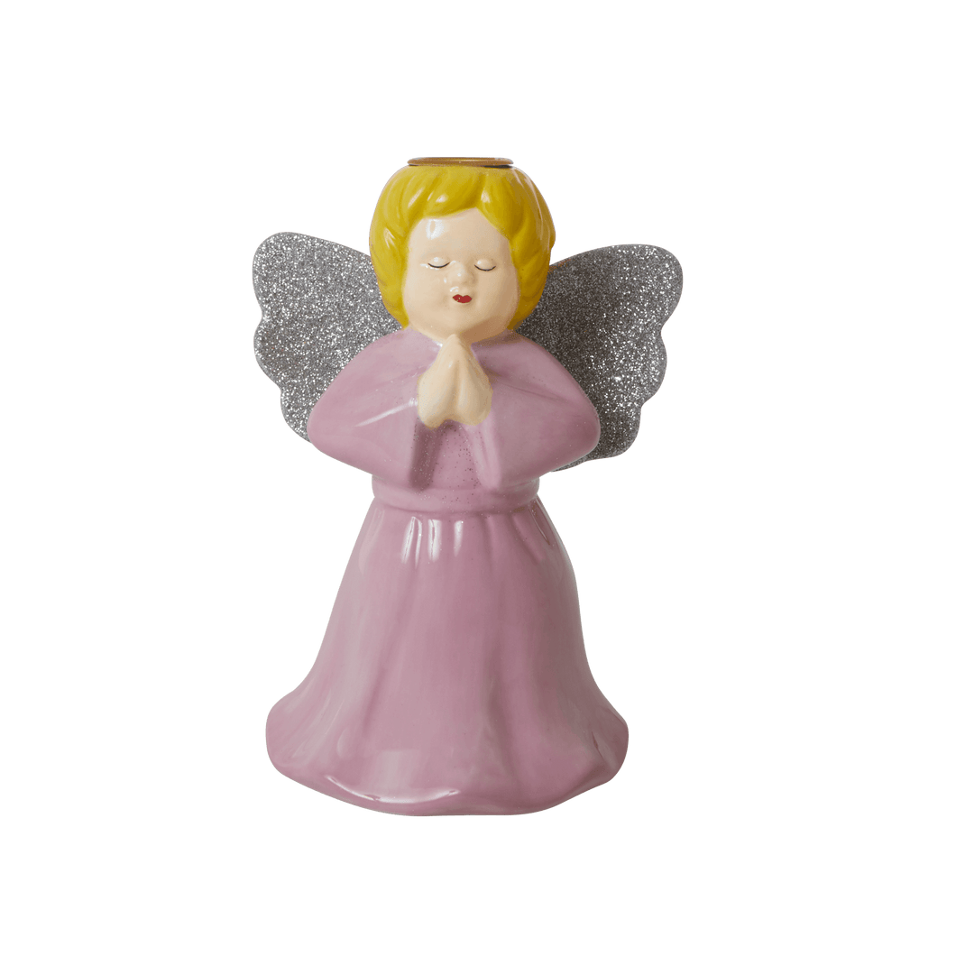 Ceramic baby pink angel candle holder - large. By RICE DK