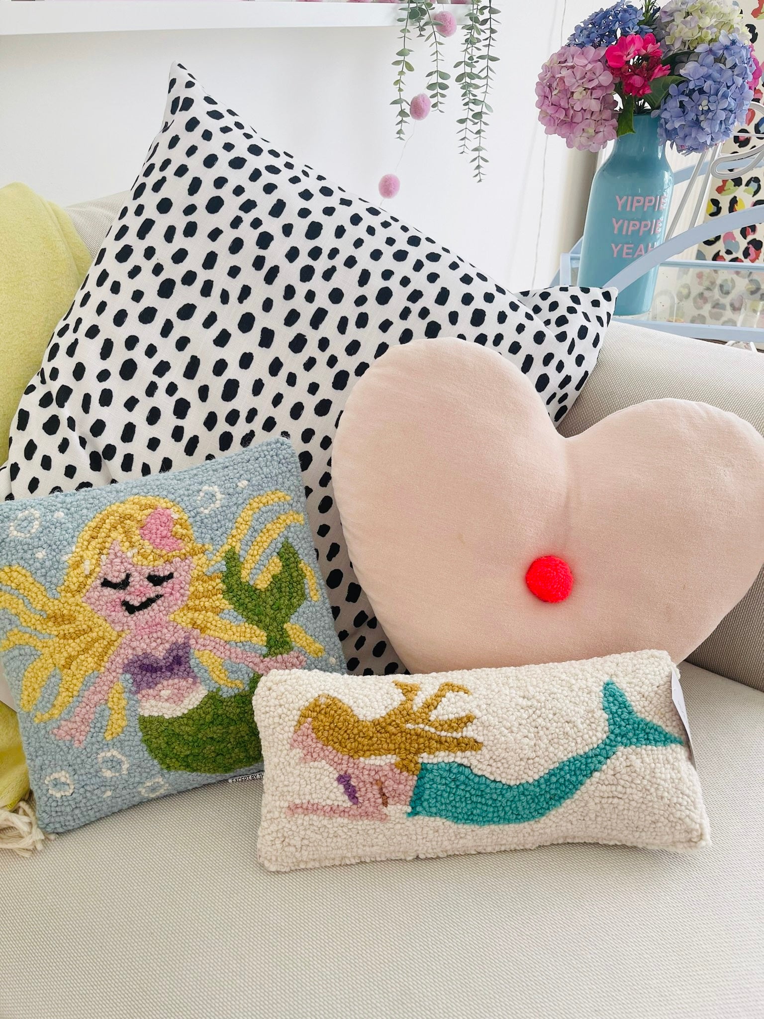 Wool hook mermaid cushion Colour Pop at Home