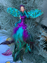 Load image into Gallery viewer, Gisela Graham peacock fairy tree decoration
