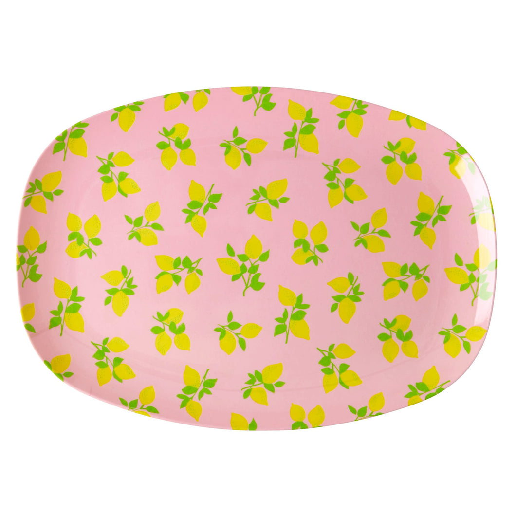 Melamine rectangular plate with lemon print by Rice DK