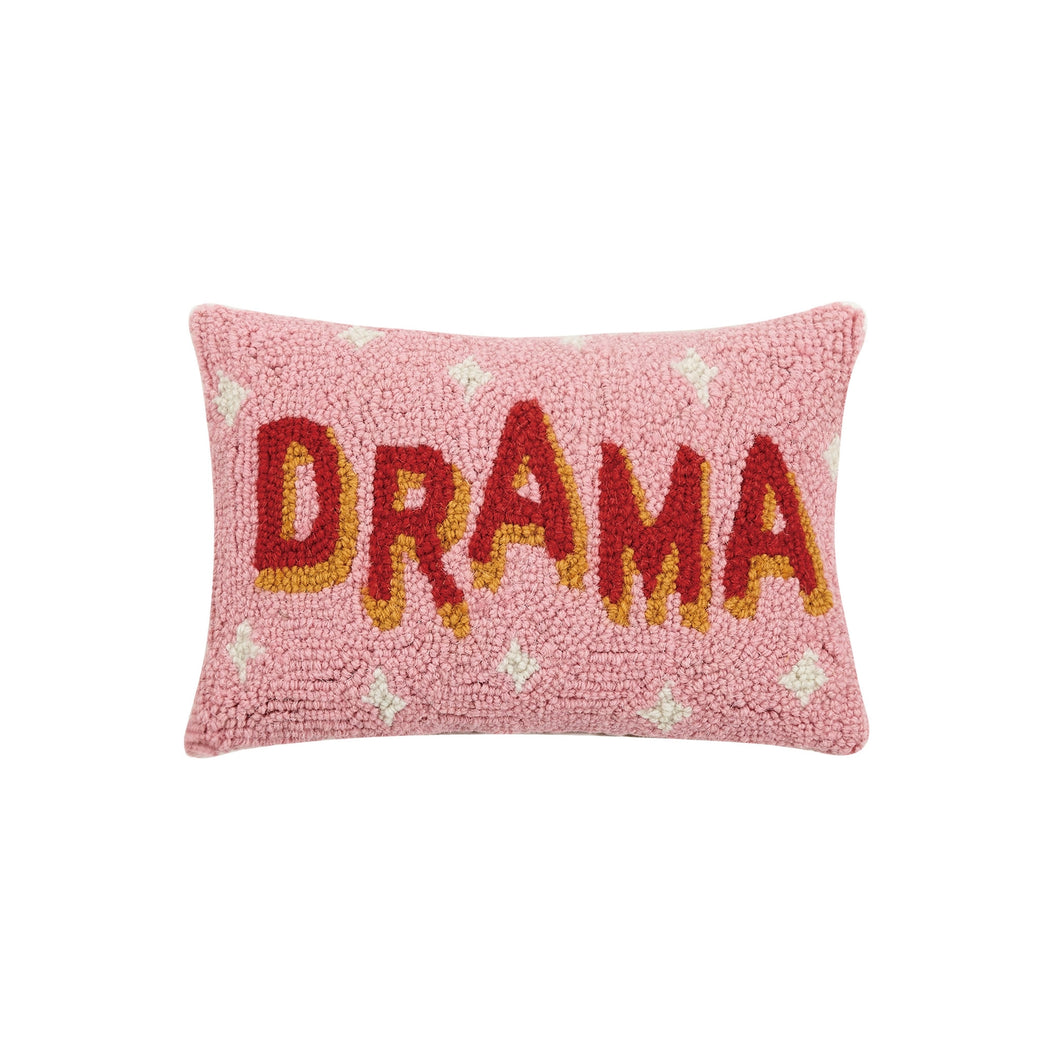 Drama pink and red wool hook cushion